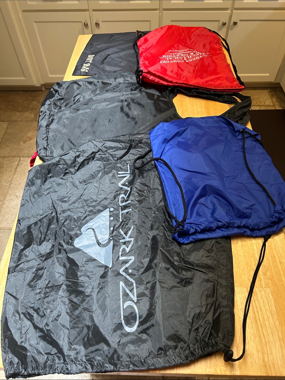 Ozark Trail Black, Blue and Red Drawstring Backpacks - 3 Pack